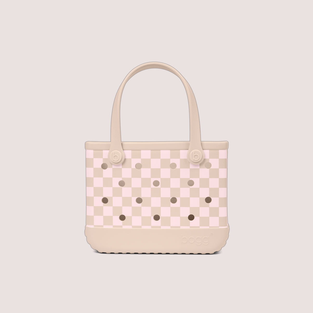 Bitty Bogg Bag Checkered Linen/ Pink Marshmallow Quick Dry Beach Storage Tote Tip Resistant Easy Clean with Travel Accessory Pouch for Pool Days Travel Organizer Vacation Essentials for Women