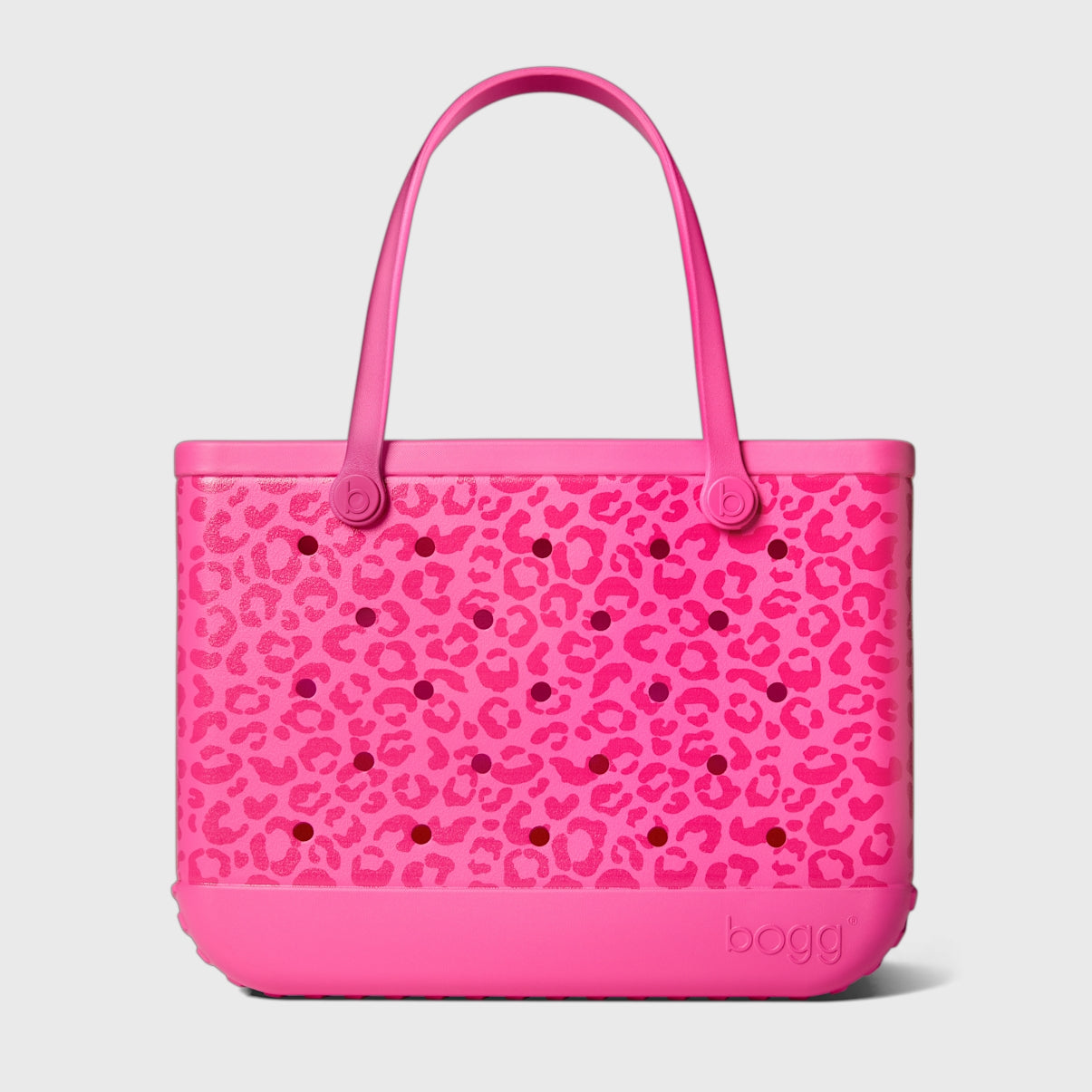 Original Bogg Bag Purrr fectly Pink Leopard Women's Waterproof Beach Tote Oversized Easy Clean with Adjustable Shoulder Strap for Lake Adventures Travel Organizer Vacation Essentials for Women
