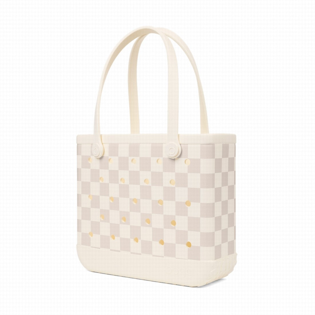 Baby Bogg Bag Checkered Coconut/Mushroom Travel Ready Pool Tote Modern Washable Adjustable Shoulder Strap for Beach Holidays