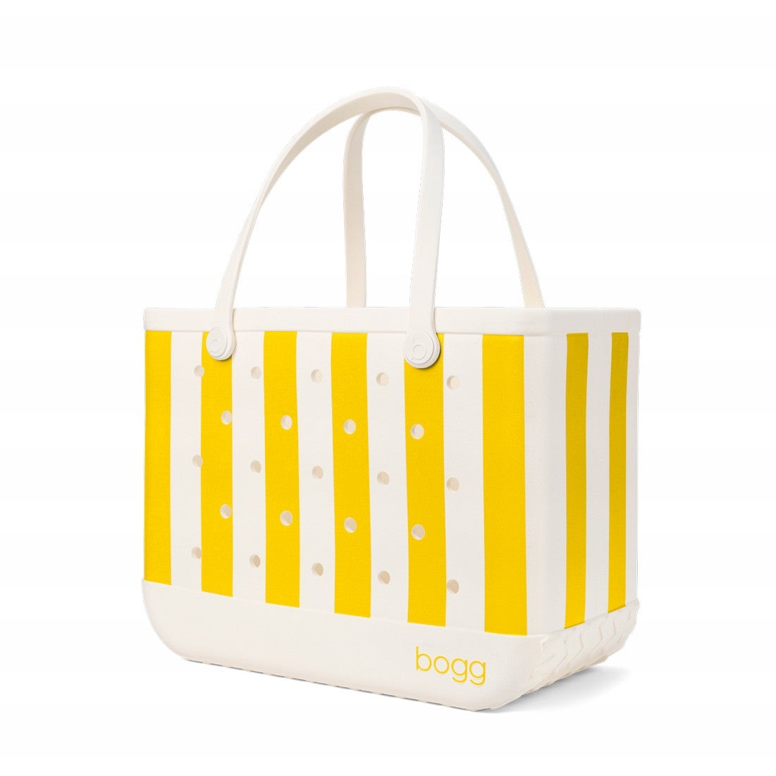 Original Bogg Bag Limoncello Yellow Stripe Summer Escape Beach Bag Premium Travel Friendly Extra Wide Opening for Weekend Travel