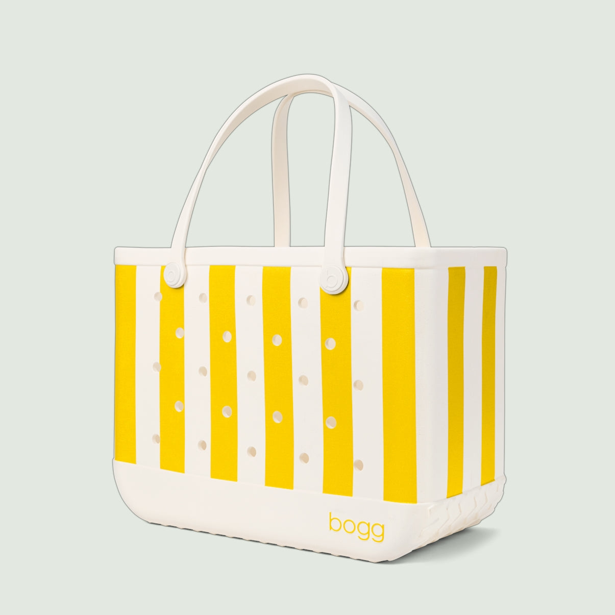 Original Bogg Bag Limoncello Yellow Stripe Heavy Duty Rubber Beach Bag Large Capacity Oversized with Makeup Bag for Family Beach Days Travel Organizer Vacation Essentials for Women