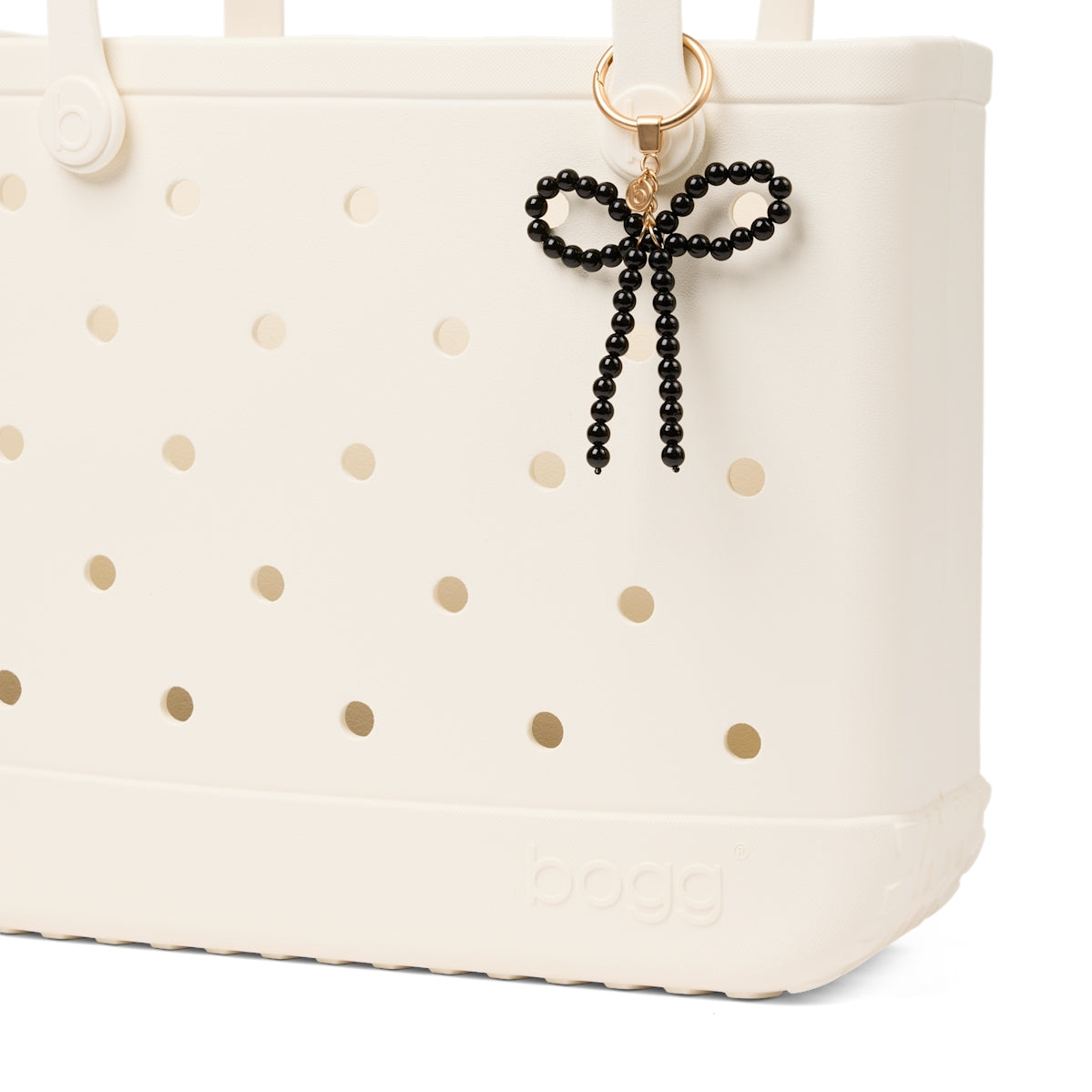Bogg'd & Charmed Black Pearl Bow Outdoor Adventure Pool Tote Sandproof Durable with Easy Clean Surface for Beach Vacation Travel Organizer Vacation Essentials for Women