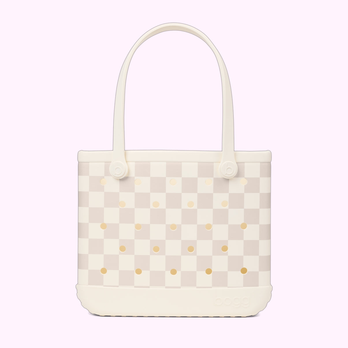 Baby Bogg Bag Checkered Coconut/Mushroom Travel Ready Pool Tote Modern Washable Adjustable Shoulder Strap for Beach Holidays