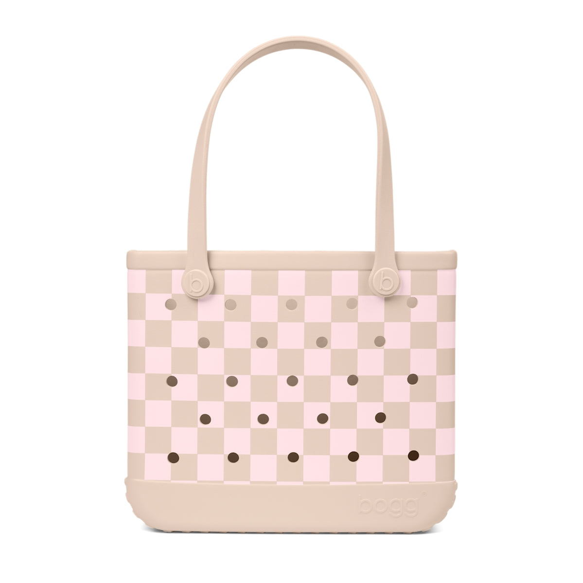 Baby Bogg Bag Checkered Linen/ Pink Marshmallow Beach Club Waterproof Tote Luxury Sandproof Accessory Organizer Pouch for Boat Excursions