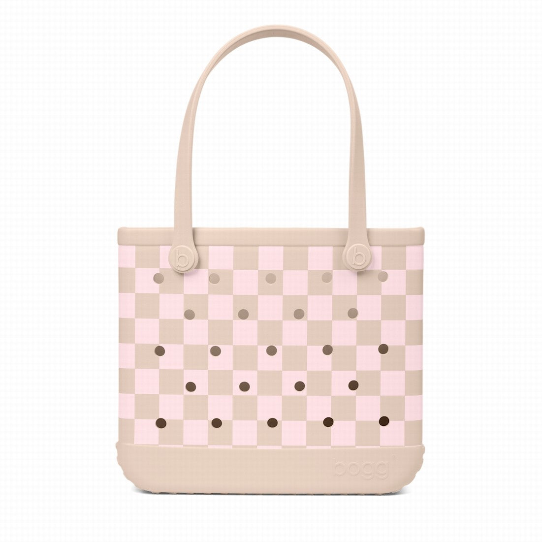 Baby Bogg Bag Checkered Linen/ Pink Marshmallow Island Getaway Carryall Stylish Multi Purpose Open Top Access Access for Outdoor Sports