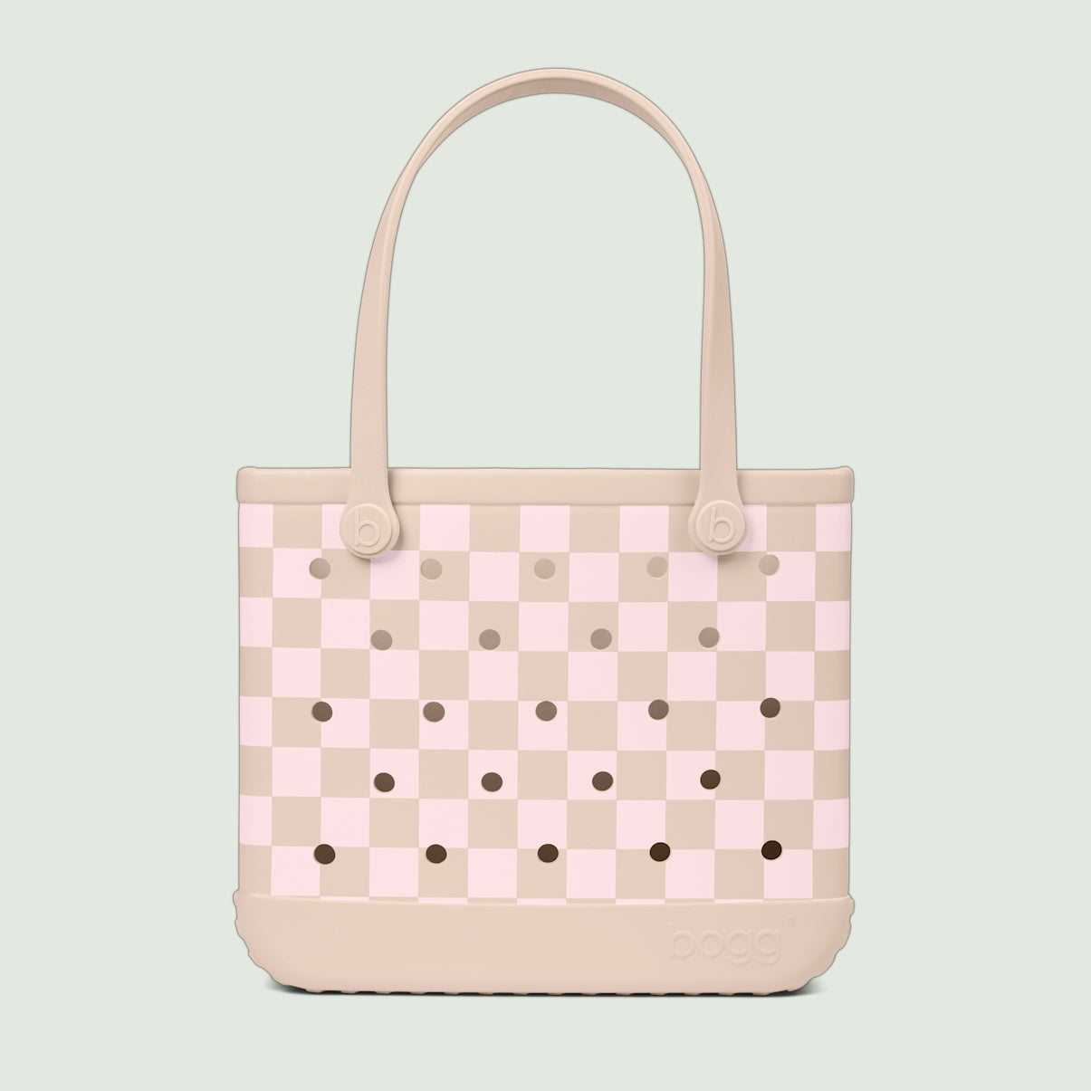 Baby Bogg Bag Checkered Linen/ Pink Marshmallow Luxury Resort Pool Tote Washable Tip Resistant with Spacious Interior for Beach Vacation Travel Organizer Vacation Essentials for Women