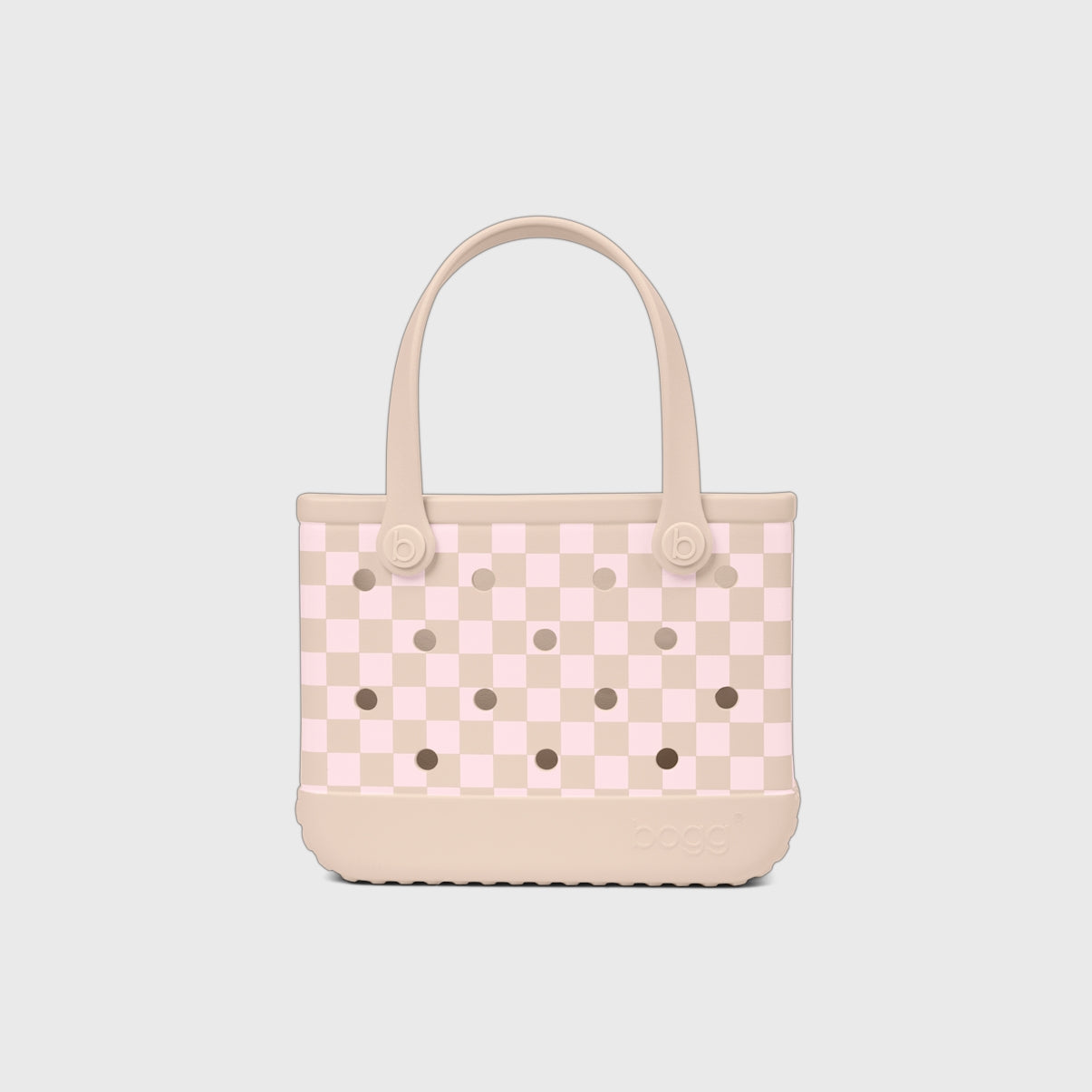 Bitty Bogg Bag Checkered Linen/ Pink Marshmallow Family Fun Day Tote Portable Waterproof Accessory Organizer Pouch for Pool Activities