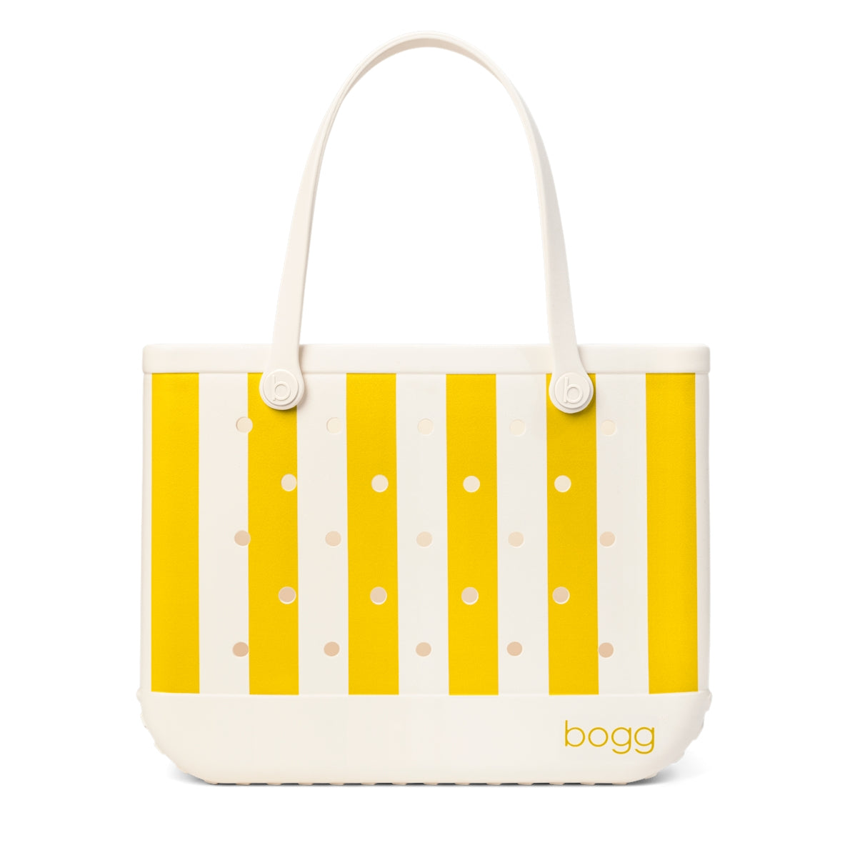 Original Bogg Bag Limoncello Yellow Stripe Coastal Weekend Carryall Heavy Duty Large Capacity Non Slip Bottom Design for Weekend Travel