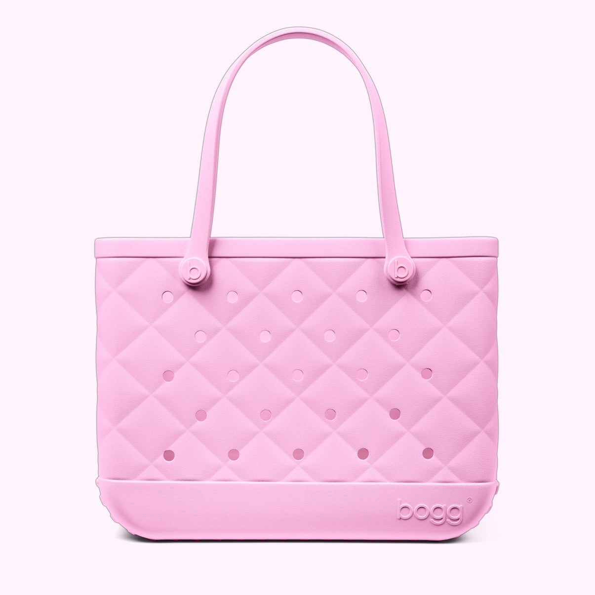 Original Bogg Bag Quilted Pink Taffy Heavy Duty Rubber Beach Bag Tip Resistant Durable with Easy Clean Surface for Camping Trips Travel Organizer Vacation Essentials for Women