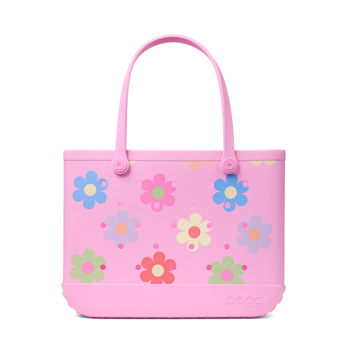 Original Bogg Bag Happy Flowers Ocean Day Storage Tote Modern Waterproof Extra Wide Opening for Summer Adventures