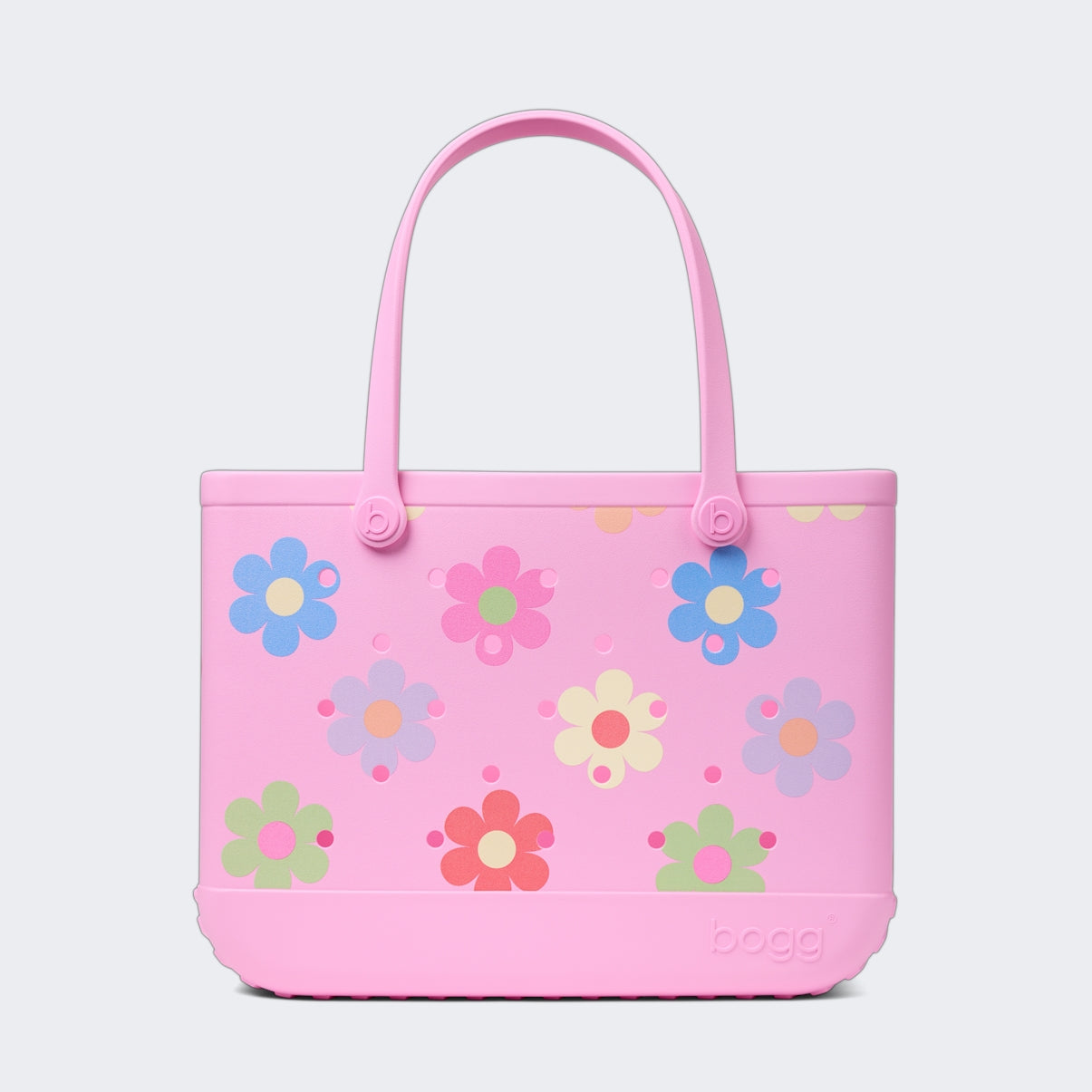 Original Bogg Bag Happy Flowers Summer Escape Beach Bag Lightweight Travel Friendly Non Slip Bottom Design for Resort Vacations