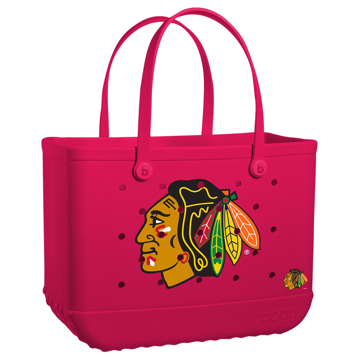 Original Bogg Bag Chicago Blackhawks Family Beach Day Carryall Tip Resistant Tip Resistant with Adjustable Shoulder Strap for Family Beach Days Travel Organizer Vacation Essentials for Women