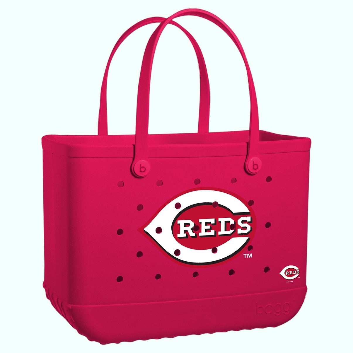 Original Bogg Bag Cincinnati Reds Family Size Beach Organizer Easy Clean Washable with Waterproof Phone Pouch for Pool Days Travel Organizer Vacation Essentials for Women
