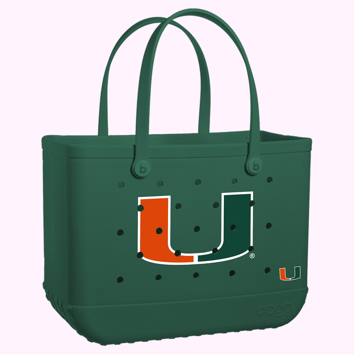 Original Bogg Bag Miami Hurricanes Premium EVA Pool Bag Washable Lightweight with Waterproof Phone Pouch for Water Sports Travel Organizer Vacation Essentials for Women