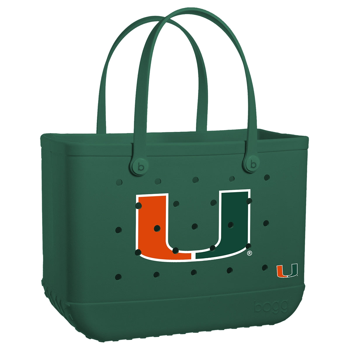 Original Bogg Bag Miami Hurricanes Multi Purpose Travel Carryall Sandproof Durable with Non Slip Bottom for Camping Trips Travel Organizer Vacation Essentials for Women