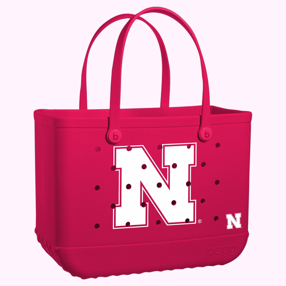 Original Bogg Bag Nebraska Cornhuskers Summer Escape Beach Bag Lightweight Travel Friendly Non Slip Bottom Design for Resort Vacations