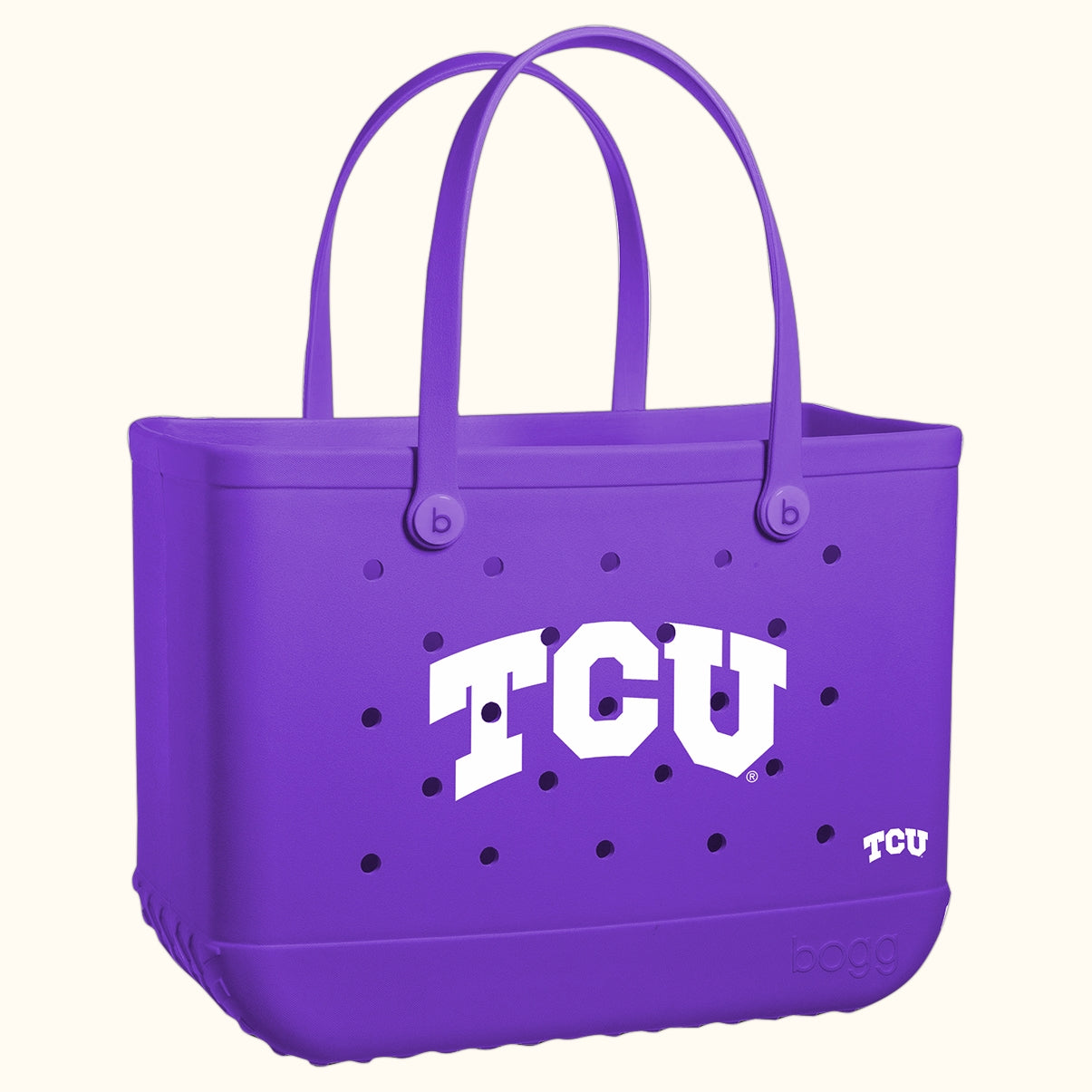 Original Bogg Bag TCU Horned Frogs Open Top Beach Organizer Tip Resistant Large Capacity with Waterproof Phone Pouch for Outdoor Adventures Travel Organizer Vacation Essentials for Women