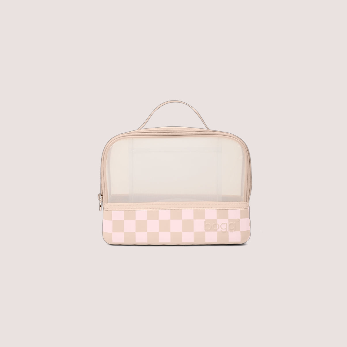 Boggs N' Ends Checkered Linen/ Pink Marshmallow Lightweight Waterproof Carryall Travel Friendly Washable with Waterproof Phone Pouch for Boat Trips Travel Organizer Vacation Essentials for Women