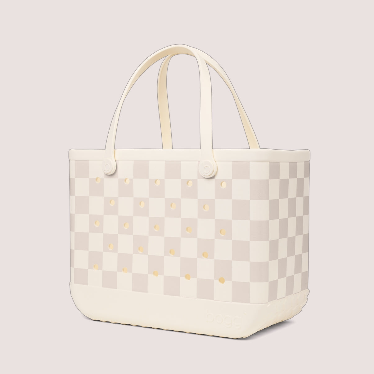 Original Bogg Bag Checkered Coconut/Mushroom Lightweight Waterproof Carryall Lightweight Lightweight with Non Slip Bottom for Family Beach Days Travel Organizer Vacation Essentials for Women