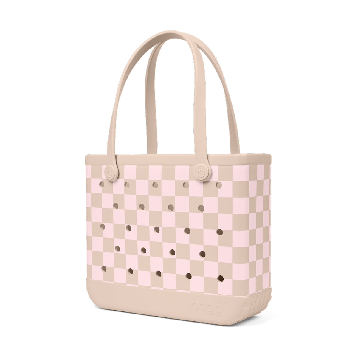 Baby Bogg Bag Checkered Linen/ Pink Marshmallow Island Getaway Carryall Stylish Multi Purpose Open Top Access Access for Outdoor Sports