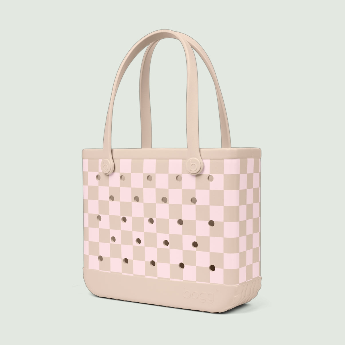 Baby Bogg Bag Checkered Linen/ Pink Marshmallow Luxury Resort Pool Tote Washable Tip Resistant with Spacious Interior for Beach Vacation Travel Organizer Vacation Essentials for Women
