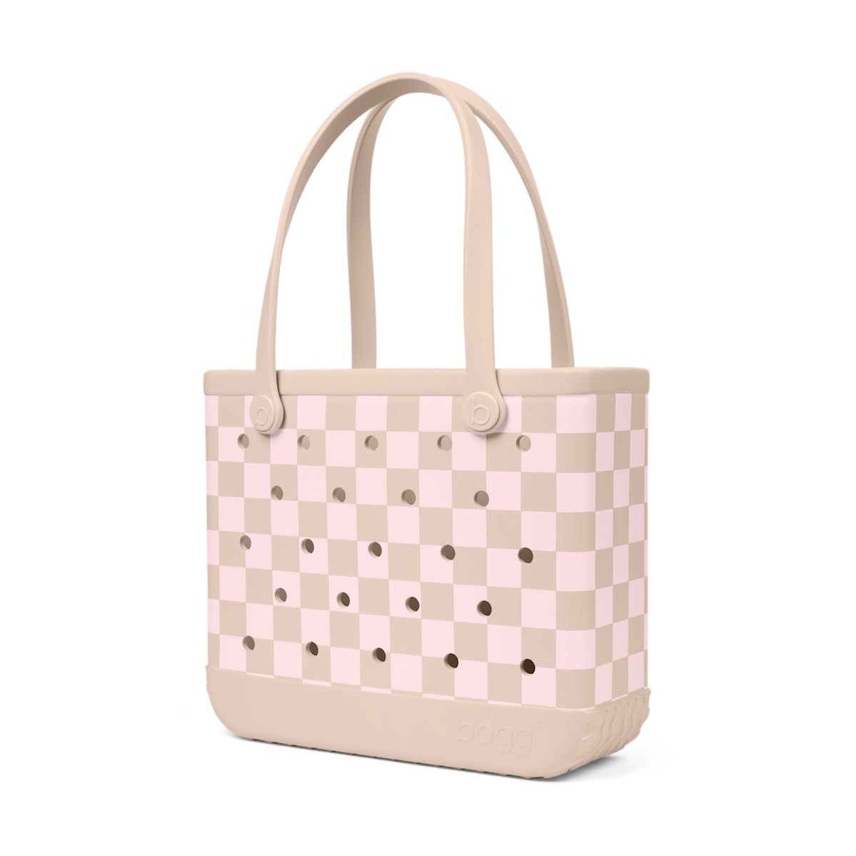 Baby Bogg Bag Checkered Linen/ Pink Marshmallow Beach Club Waterproof Tote Luxury Sandproof Accessory Organizer Pouch for Boat Excursions