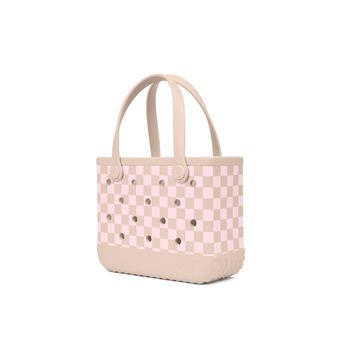 Bitty Bogg Bag Checkered Linen/ Pink Marshmallow Family Fun Day Tote Portable Waterproof Accessory Organizer Pouch for Pool Activities