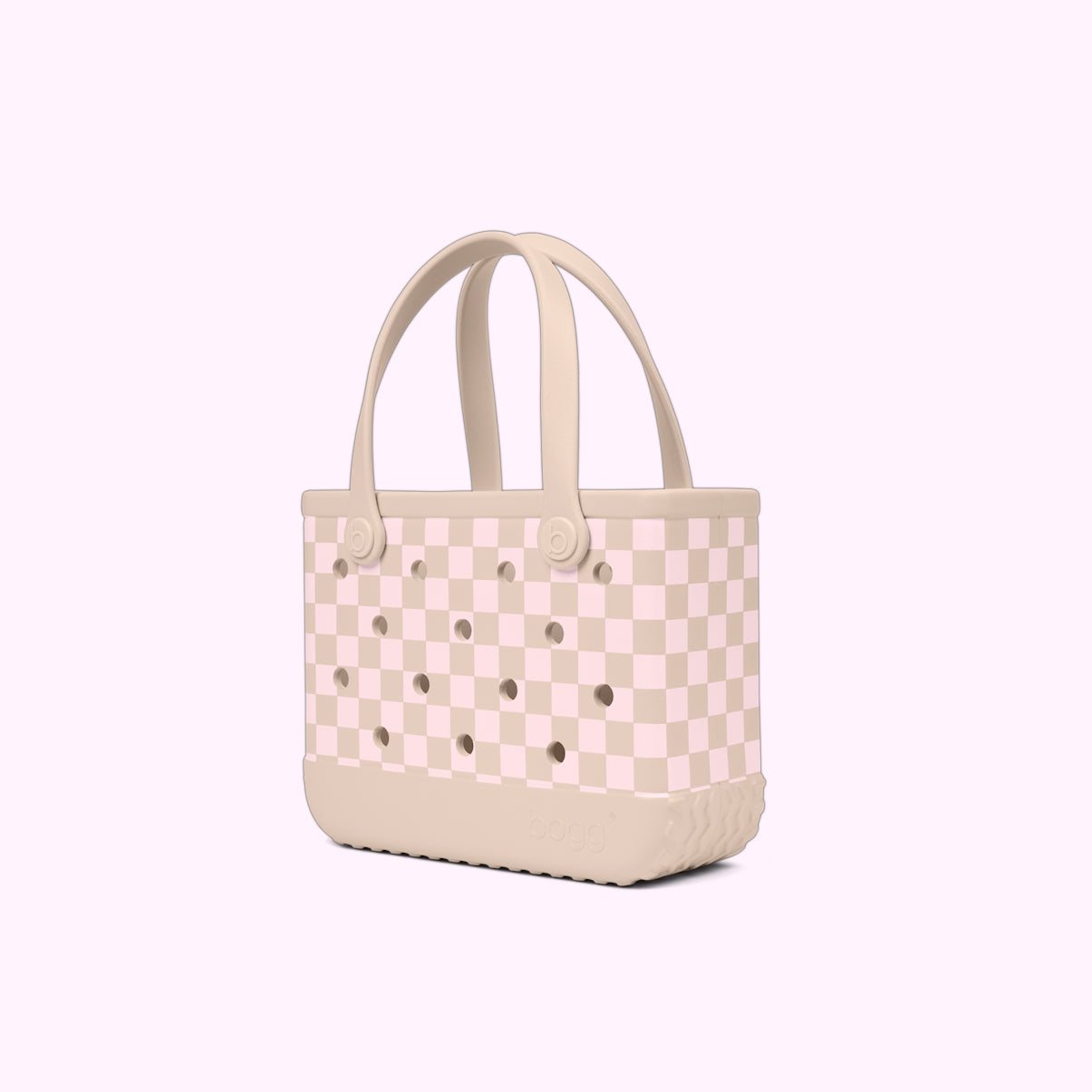 Bitty Bogg Bag Checkered Linen/ Pink Marshmallow Quick Dry Beach Storage Tote Tip Resistant Easy Clean with Travel Accessory Pouch for Pool Days Travel Organizer Vacation Essentials for Women