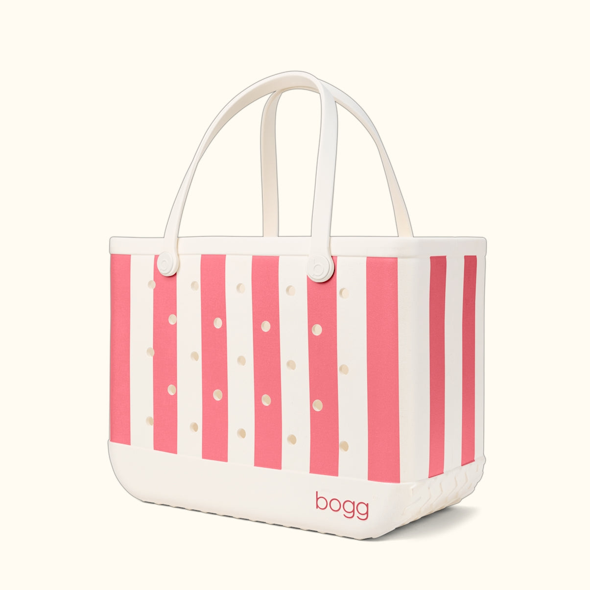 Original Bogg Bag Capri Coral Stripe Large Capacity Beach Carryall Travel Friendly Large Capacity with Travel Accessory Pouch for Cruise Travel Travel Organizer Vacation Essentials for Women