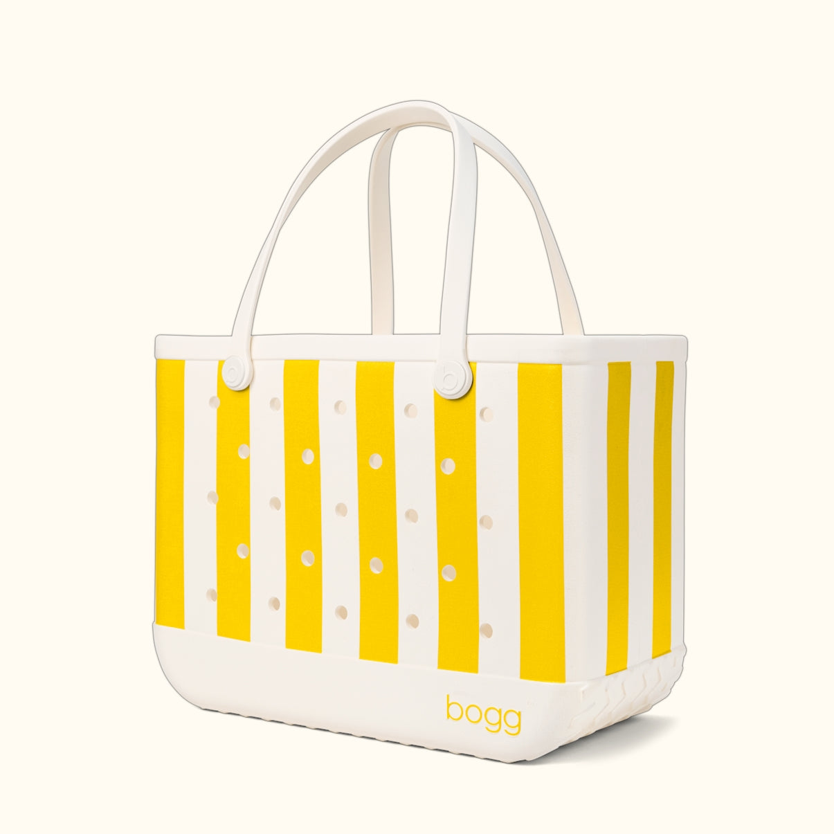 Original Bogg Bag Limoncello Yellow Stripe Outdoor Adventure Pool Tote Durable Easy Clean with Makeup Bag for Family Beach Days Travel Organizer Vacation Essentials for Women