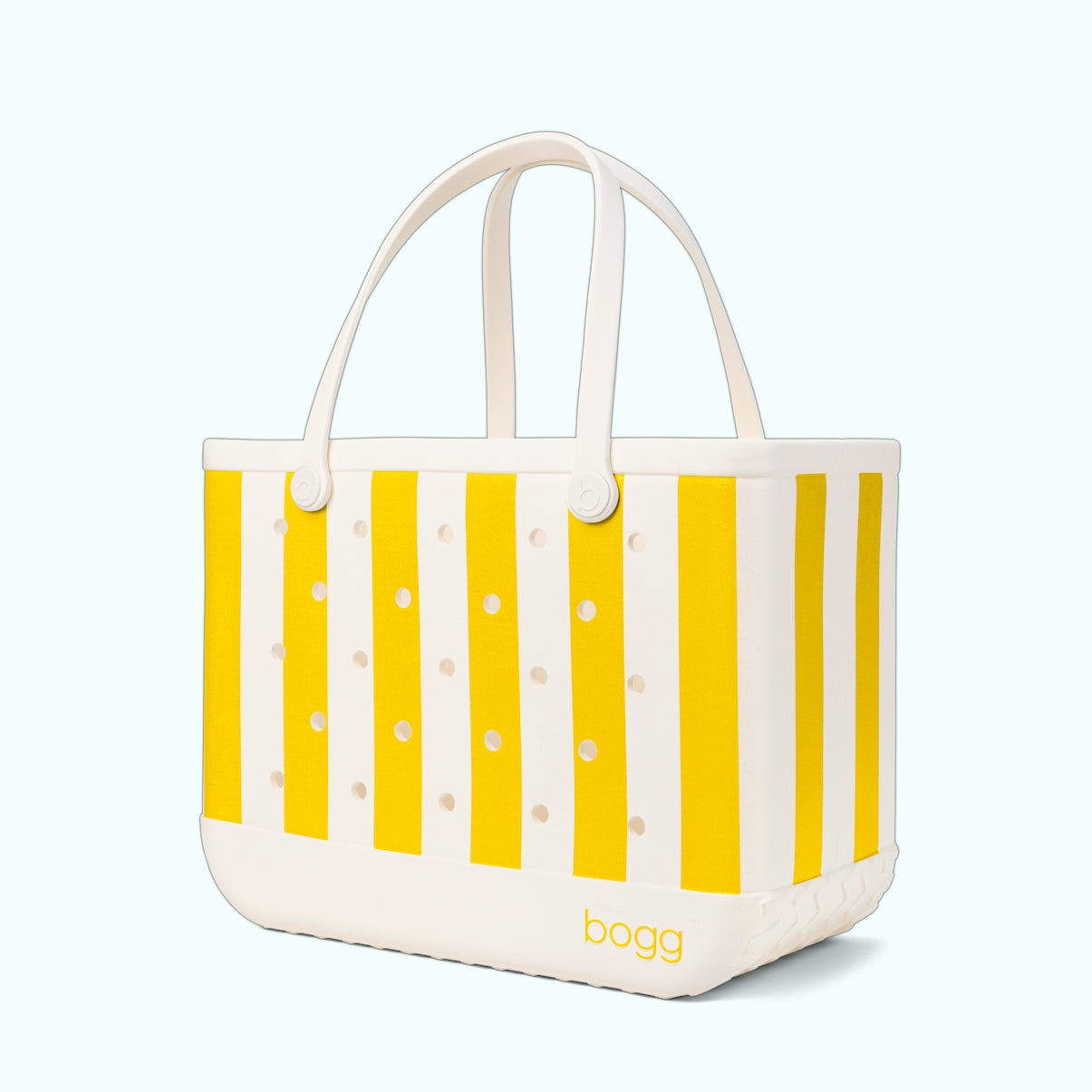 Original Bogg Bag Limoncello Yellow Stripe Quick Dry Beach Storage Tote Washable Easy Clean with Easy Clean Surface for Family Beach Days Travel Organizer Vacation Essentials for Women