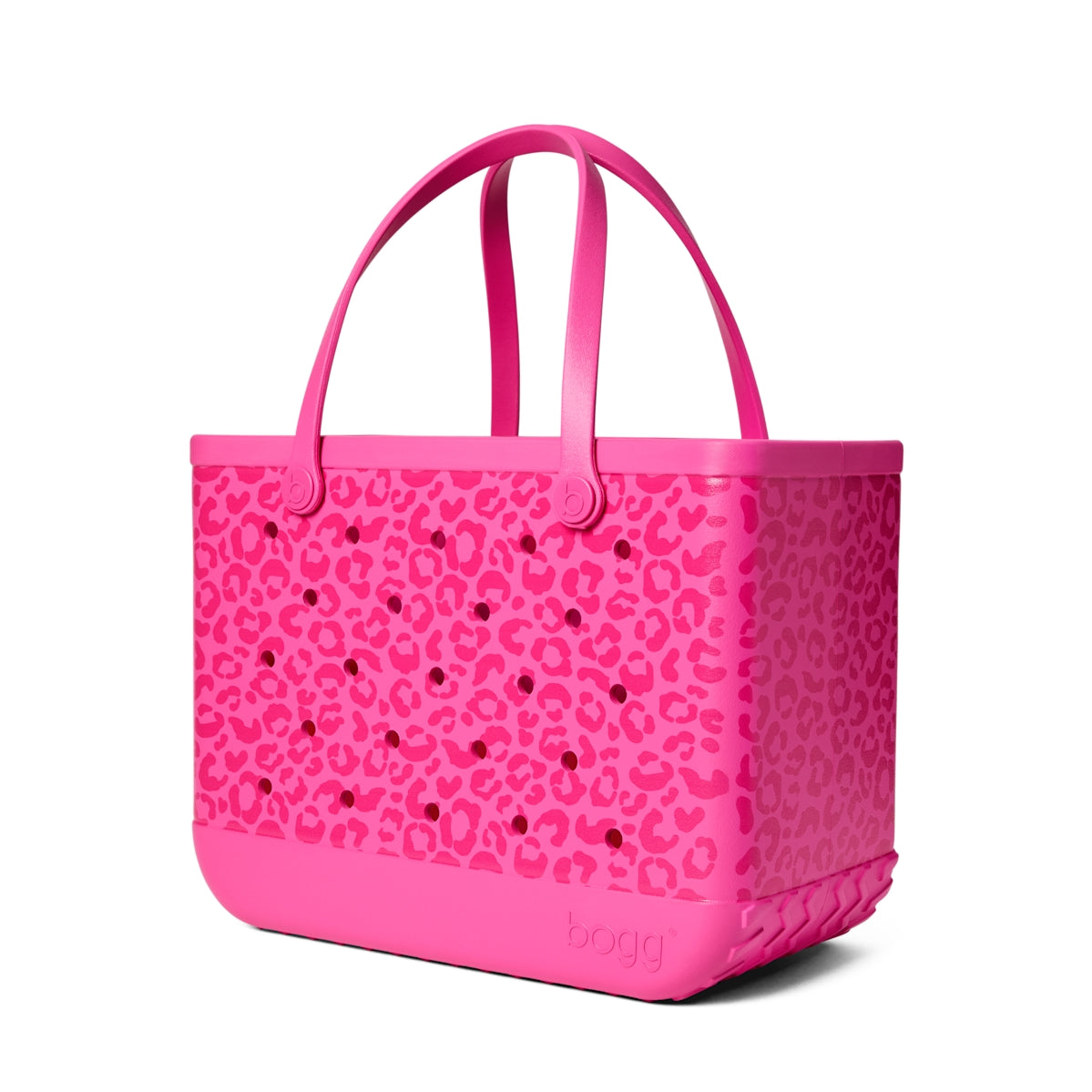 Original Bogg Bag Purrr fectly Pink Leopard Women's Waterproof Beach Tote Oversized Easy Clean with Adjustable Shoulder Strap for Lake Adventures Travel Organizer Vacation Essentials for Women