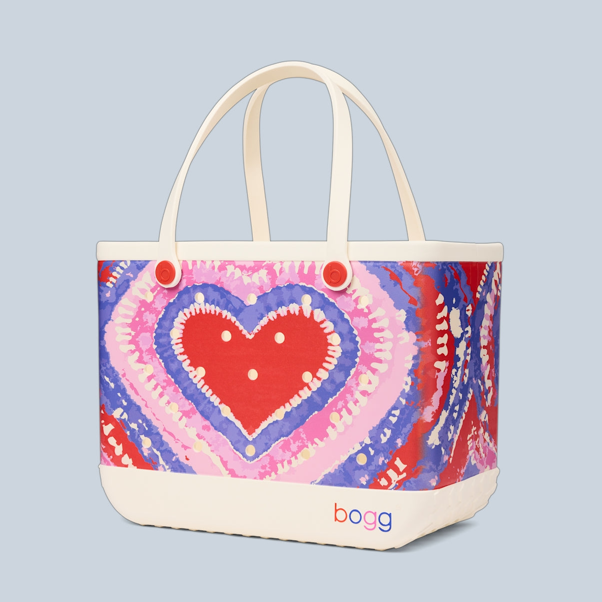 Original Bogg Bag Dye licious Heart Buoy Red Large Capacity Beach Carryall Travel Friendly Large Capacity with Travel Accessory Pouch for Cruise Travel Travel Organizer Vacation Essentials for Women