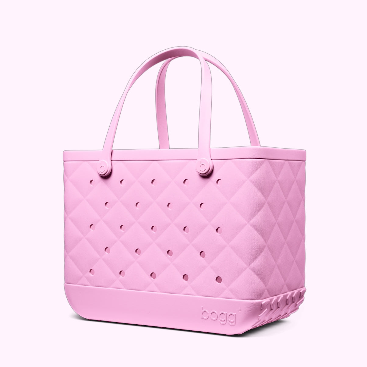 Original Bogg Bag Quilted Pink Taffy Heavy Duty Rubber Beach Bag Tip Resistant Durable with Easy Clean Surface for Camping Trips Travel Organizer Vacation Essentials for Women