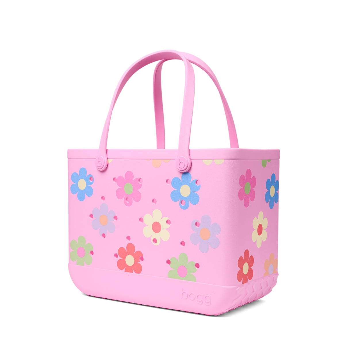 Original Bogg Bag Happy Flowers Summer Escape Beach Bag Lightweight Travel Friendly Non Slip Bottom Design for Resort Vacations