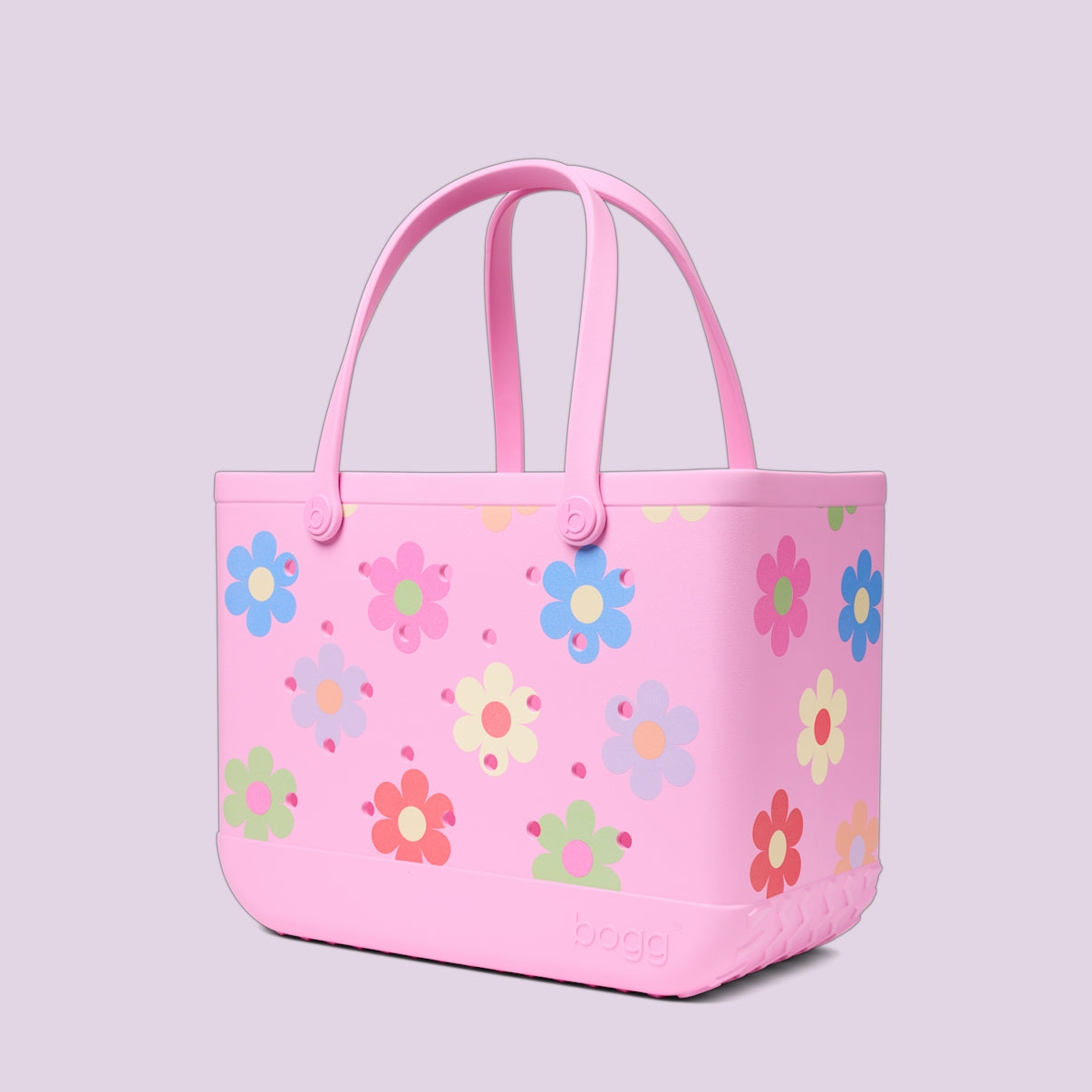 Original Bogg Bag Happy Flowers Ocean Day Storage Tote Modern Waterproof Extra Wide Opening for Summer Adventures