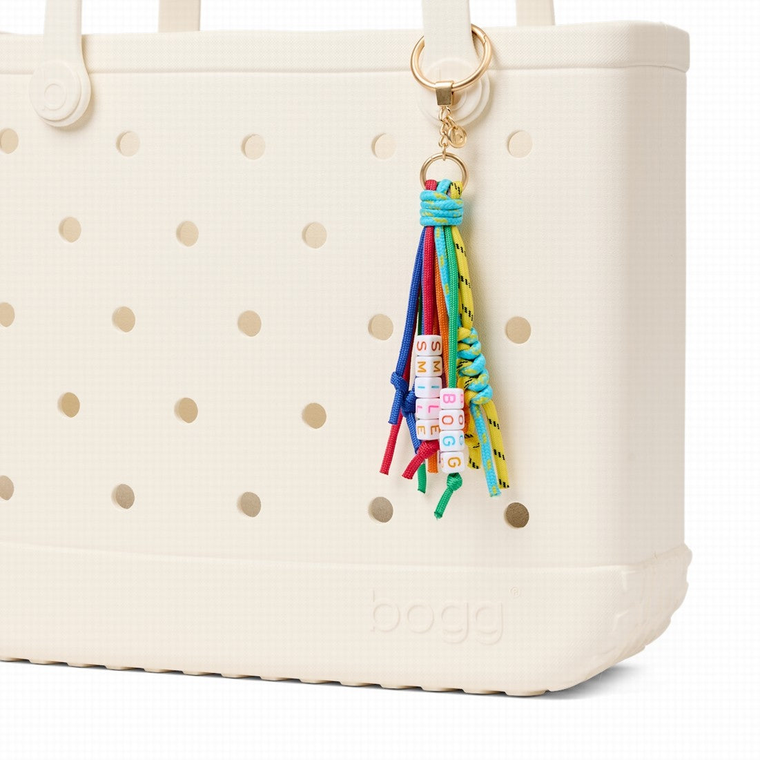 Bogg'd & Charmed Smile Tassel Cruise Essentials Travel Tote Tip Resistant Large Capacity with Cosmetic Organizer for Family Beach Days Travel Organizer Vacation Essentials for Women