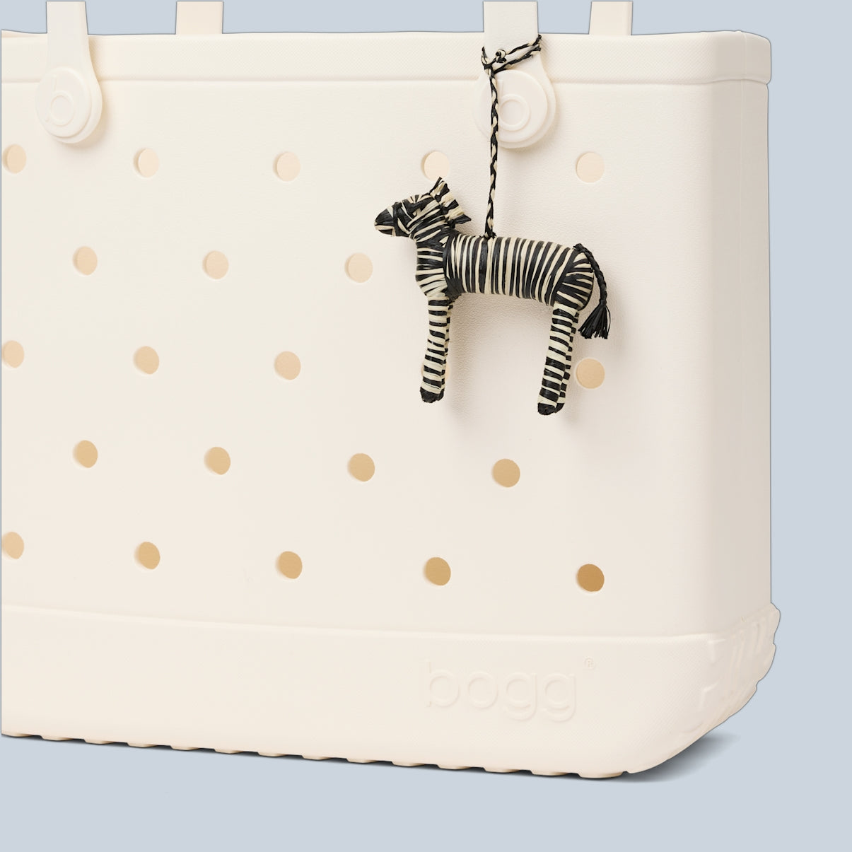 Bogg'd & Charmed Raffia Zebra Resort Lifestyle Tote Portable Easy Clean Adjustable Shoulder Strap for Boat Excursions