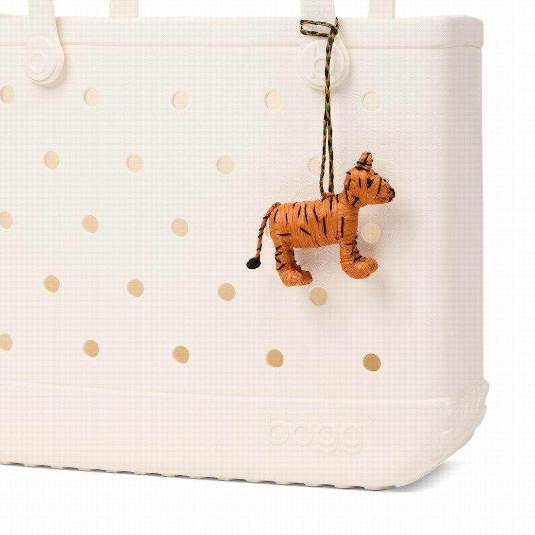 Bogg'd & Charmed Raffia Tiger Resort Collection Carryall Luxury Easy Clean Extra Wide Opening for Beach Holidays