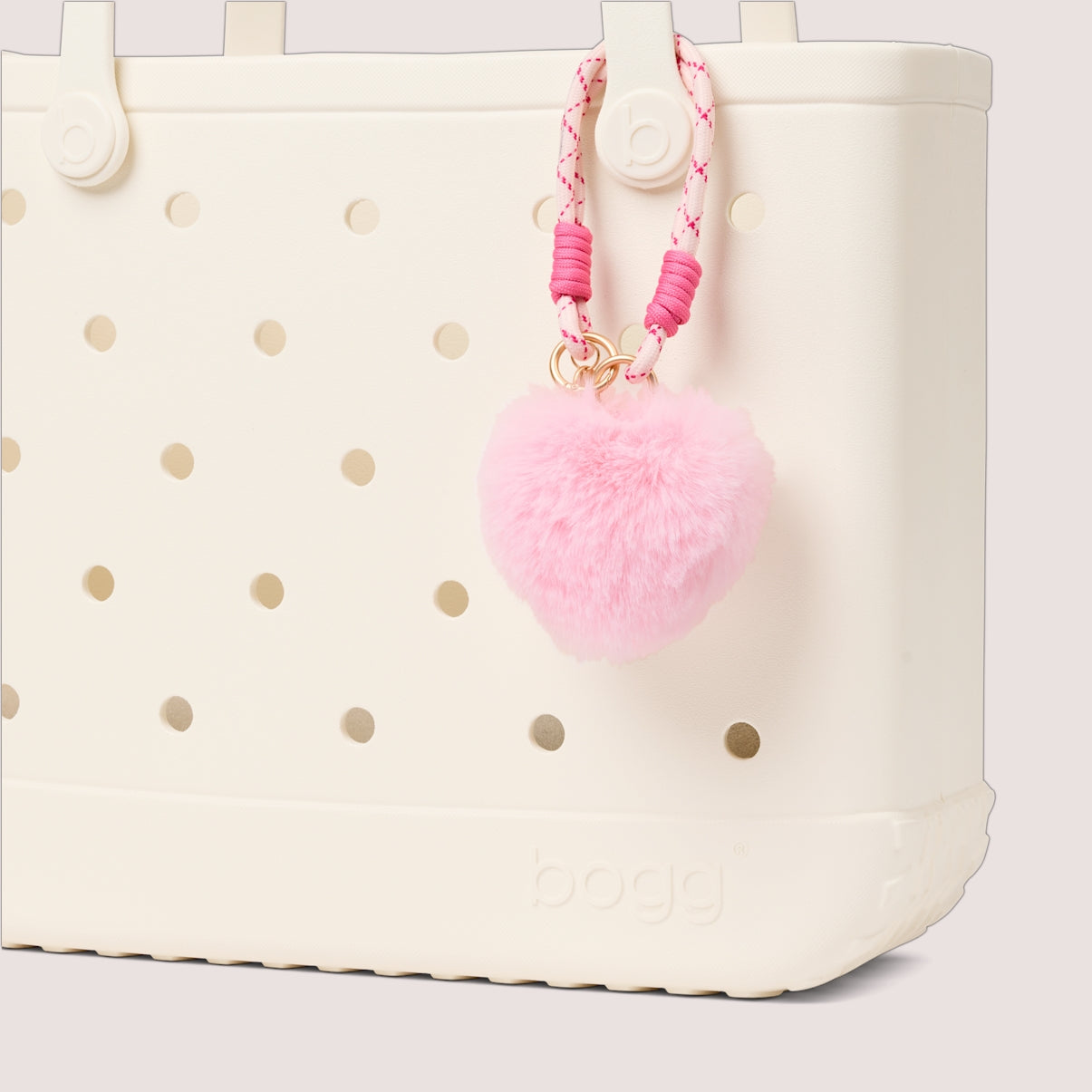 Bogg'd & Charmed Pink Heart Pouf Tropical Resort Beach Bag Portable Tip Resistant Deep Storage Interior for Family Trips
