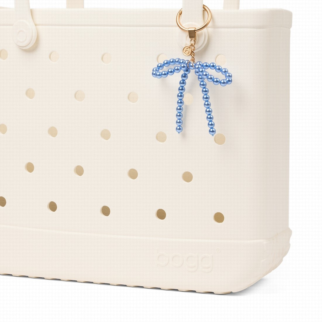 Bogg'd & Charmed Blue Pearl Bow Waterproof EVA Beach Tote Bag Washable Washable with Spacious Interior for Weekend Getaways Travel Organizer Vacation Essentials for Women