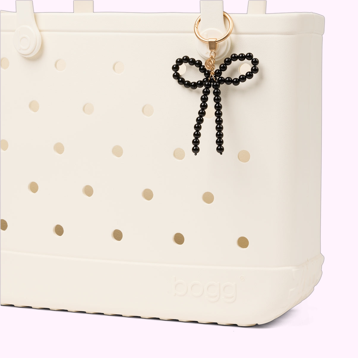 Bogg'd & Charmed Black Pearl Bow Waterproof EVA Beach Tote Bag Lightweight Waterproof with Non Slip Bottom for Yacht Excursions Travel Organizer Vacation Essentials for Women