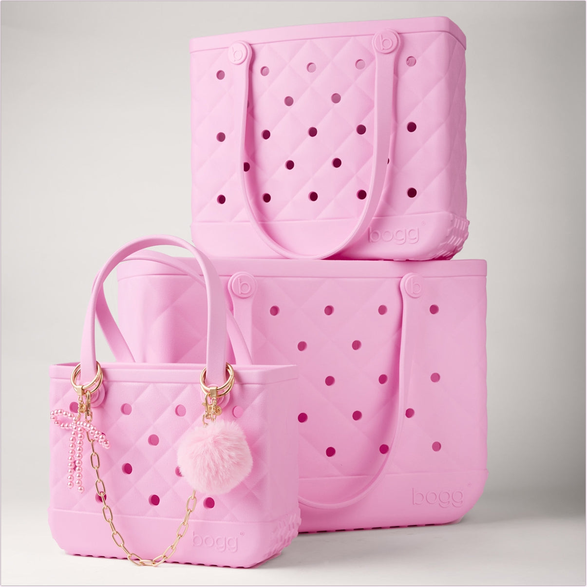 Bogg'd & Charmed Pink Taffy Pouf Resort Lifestyle Tote Portable Travel Friendly Extra Wide Opening for Family Trips
