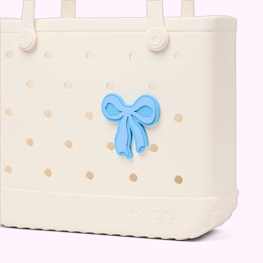Bogg Bit Blue Bow Women's Waterproof Beach Tote Tip Resistant Durable with Easy Clean Surface for Boat Trips Travel Organizer Vacation Essentials for Women