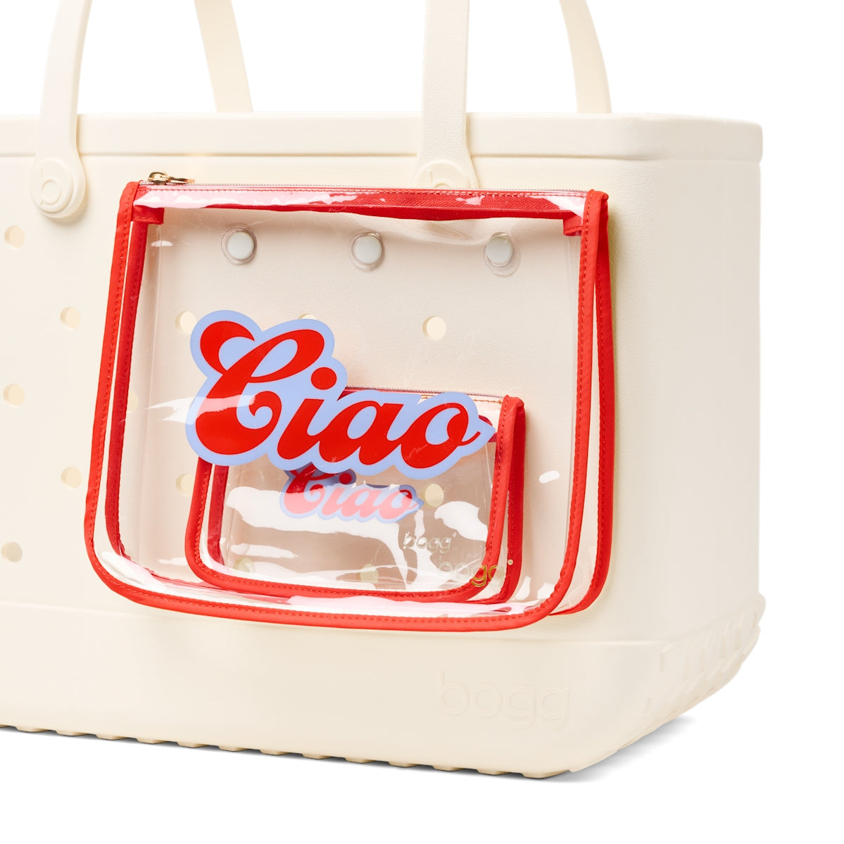 Bogg Bag Decorative Insert Ciao Weekend Getaway Beach Bag Waterproof Oversized with Waterproof Phone Pouch for Family Beach Days Travel Organizer Vacation Essentials for Women