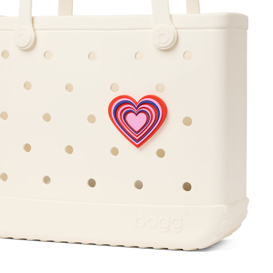 Bogg Bit Layers Of Love Heavy Duty Rubber Beach Bag Travel Friendly Tip Resistant with Travel Accessory Pouch for Cruise Travel Travel Organizer Vacation Essentials for Women