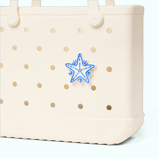Bogg Bit Blue Starfish Heavy Duty Rubber Beach Bag Large Capacity Tip Resistant with Cosmetic Organizer for Yacht Excursions Travel Organizer Vacation Essentials for Women