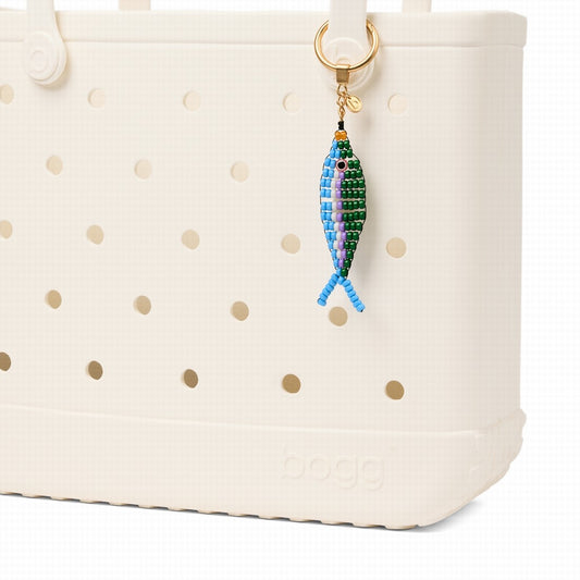 Bogg'd & Charmed Beaded Fish Blue/Green Luxury Resort Pool Tote Washable Easy Clean with Travel Accessory Pouch for Weekend Getaways Travel Organizer Vacation Essentials for Women
