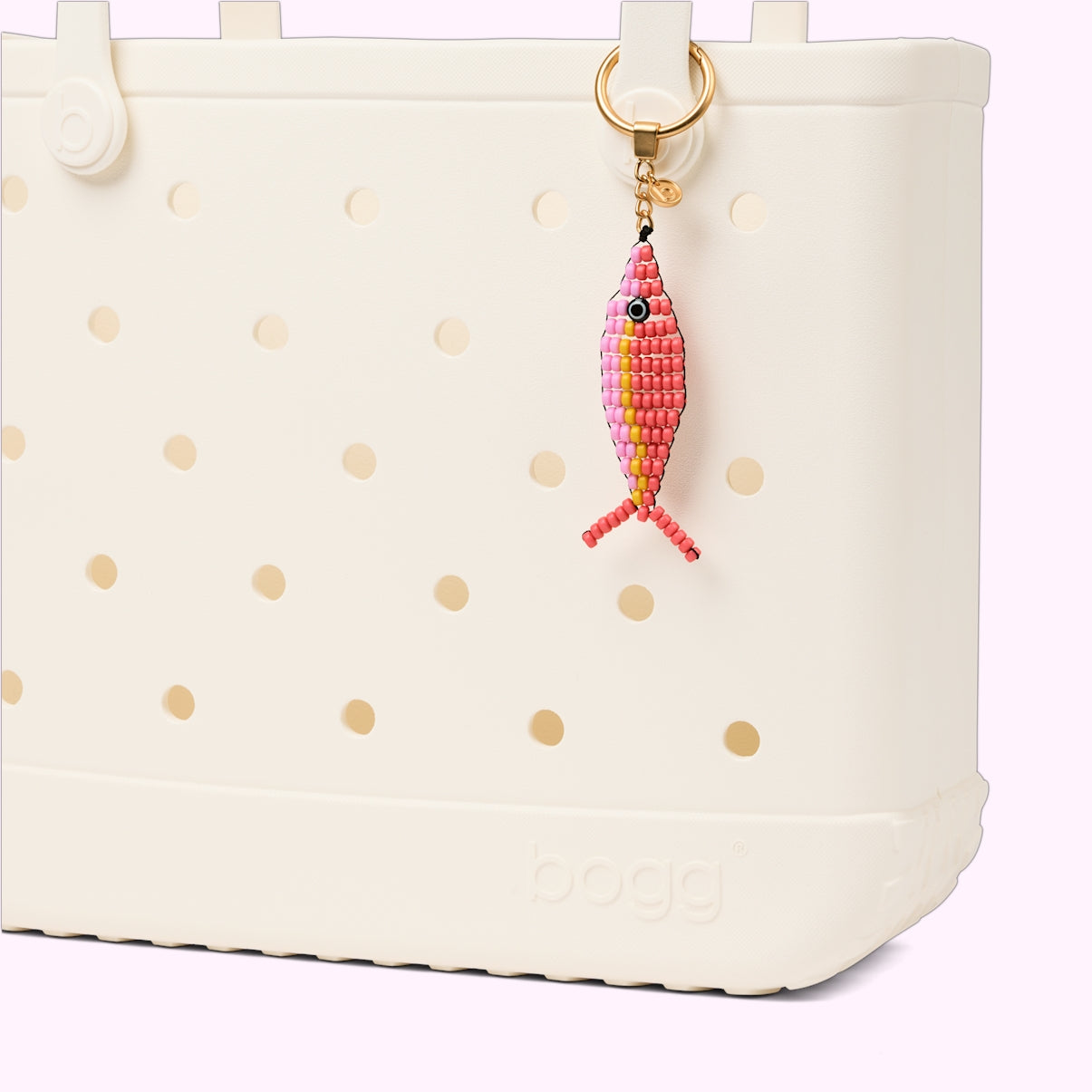 Bogg'd & Charmed Beaded Fish Coral/Pink Taffy Cruise Essentials Travel Tote Waterproof Large Capacity with Extra Storage Compartments for Picnic Days Travel Organizer Vacation Essentials for Women