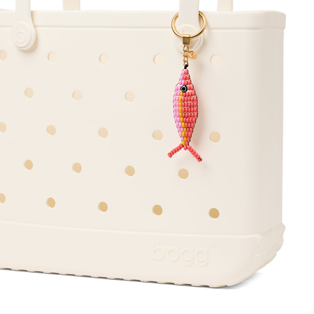 Bogg'd & Charmed Beaded Fish Coral/Pink Taffy Quick Dry Beach Storage Tote Sandproof Large Capacity with Non Slip Bottom for Summer Travel Travel Organizer Vacation Essentials for Women
